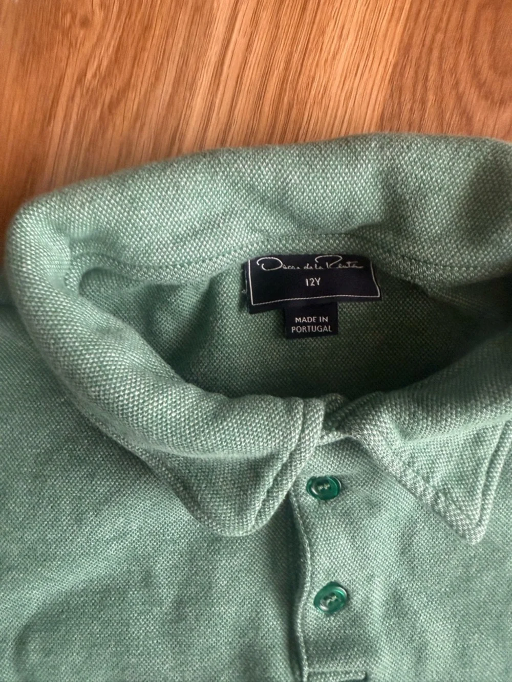 Oscar de la Renta Green Long Sleeve Polo